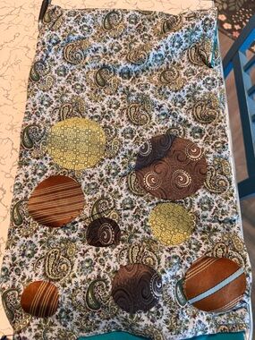 Paisley Patchwork Circle Wrap in Green, Brown and Gold